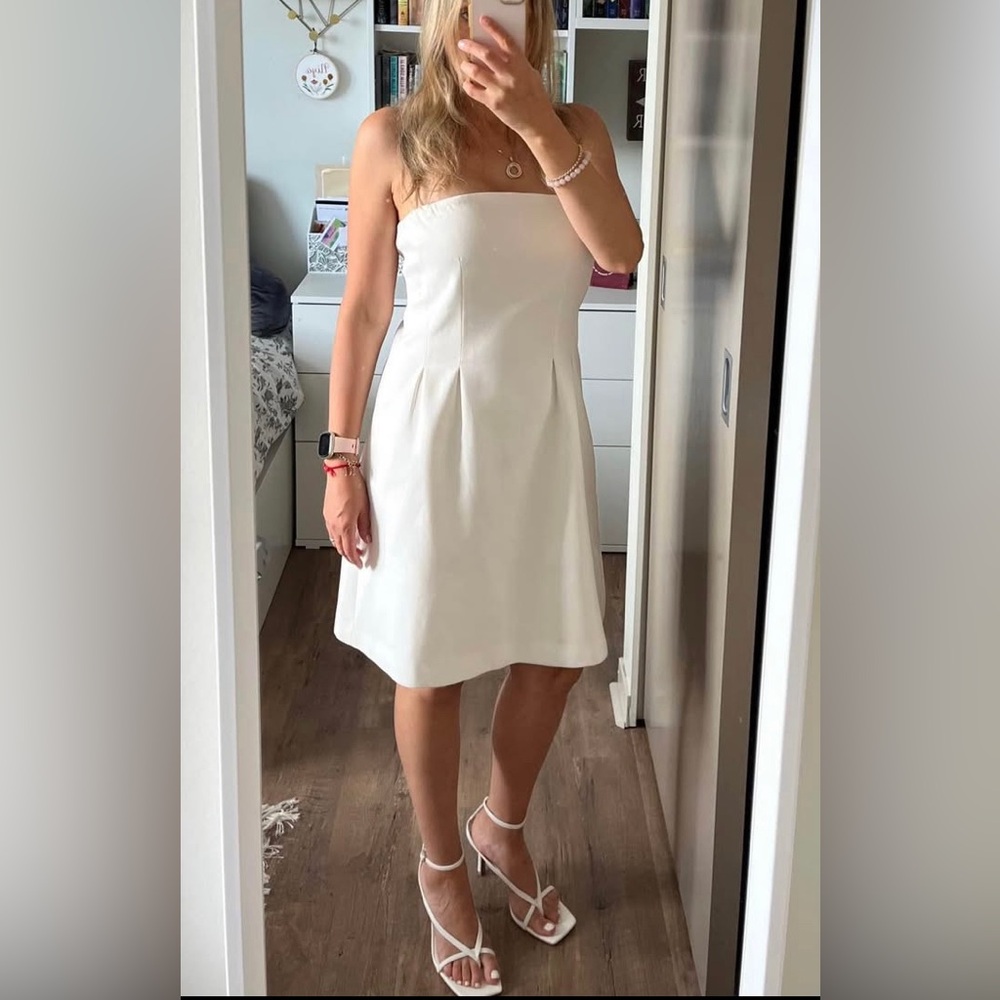 Oak+Fort Strapless White Mini Formal Wedding Evening Party Bridal Feminine